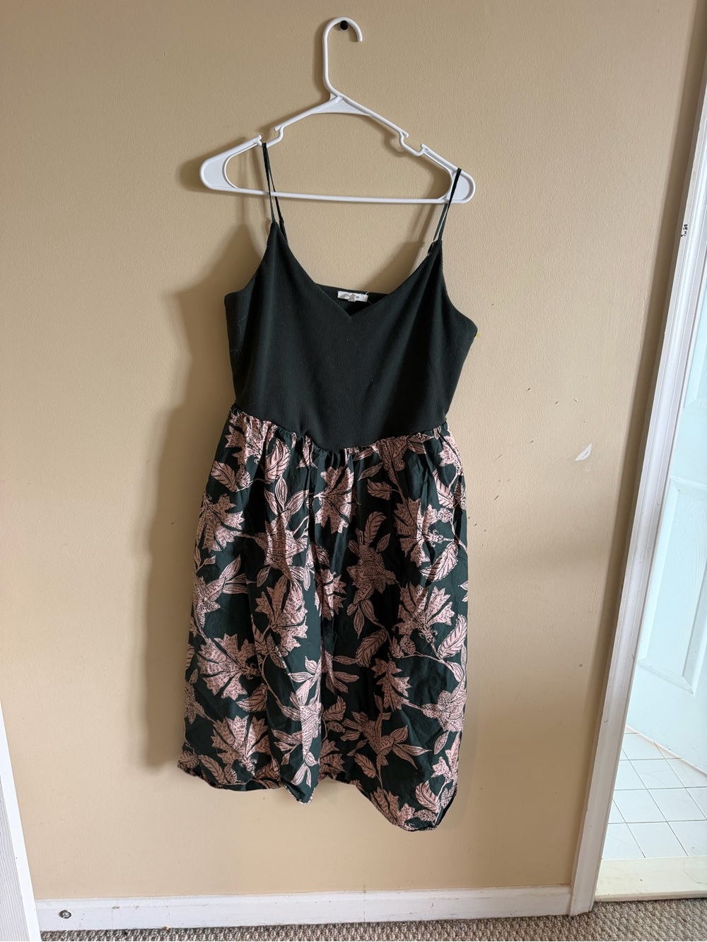 Maurices Green Bodice with Pink Floral Midi Dress